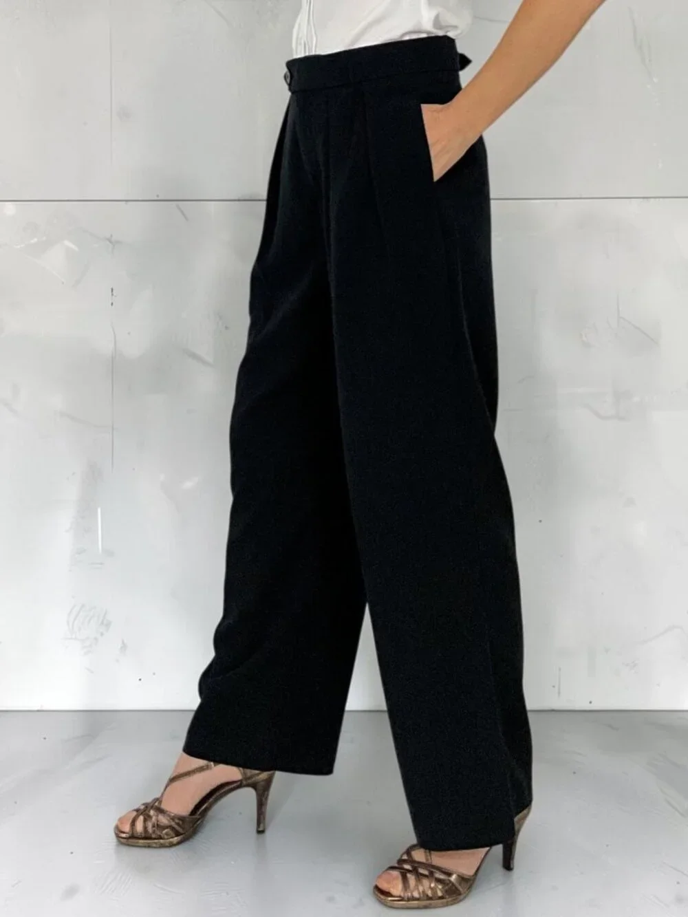 Free People Gabbie Pant 2 Black Pleated Front Wide Leg High Rise PANT ONLY